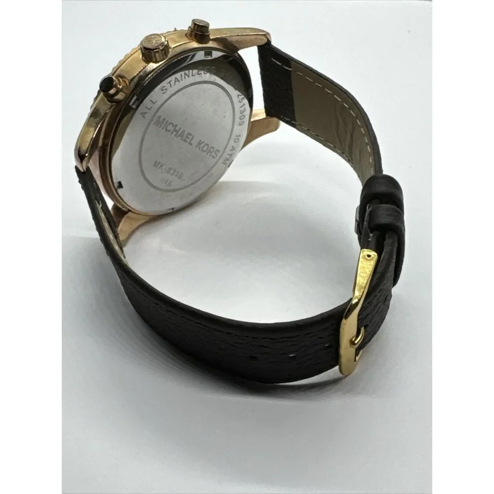 Michael Kors Lexington MK8319 Mens Brown Leather Analog Dial Quartz Watch JNA810